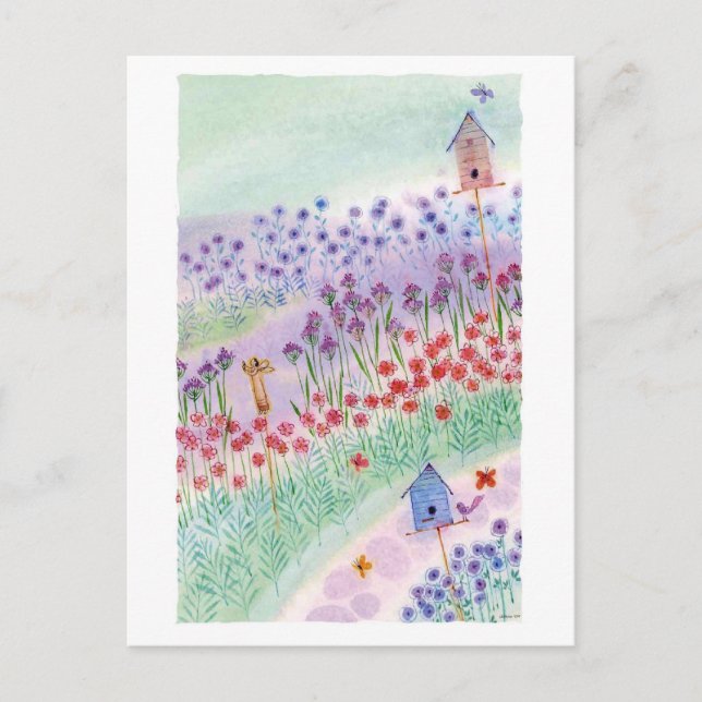 Postal dama de pájaro (Anverso)