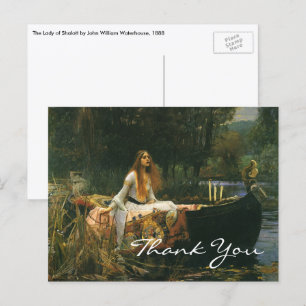 Postal Dama de Shalott en barca de John William Waterhous