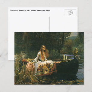 Postal Dama de Shalott en barca por John William Waterhou