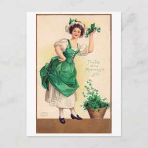 Postal Dama del Día de San Patricio, Vintage