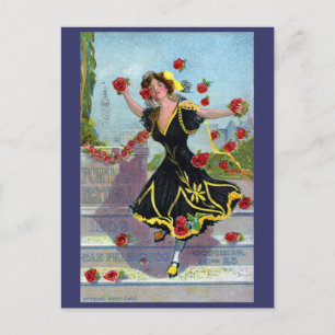 Postal Dama del Festival Portola con Rosas 1909