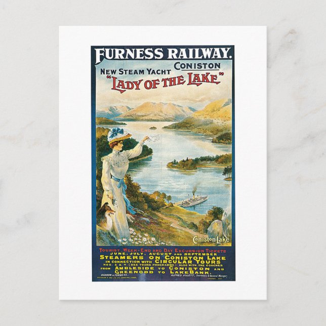 Postal Dama del Lago ~ Ferrocarril Furness (Anverso)