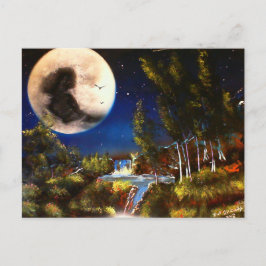 Postal Dama en la luna