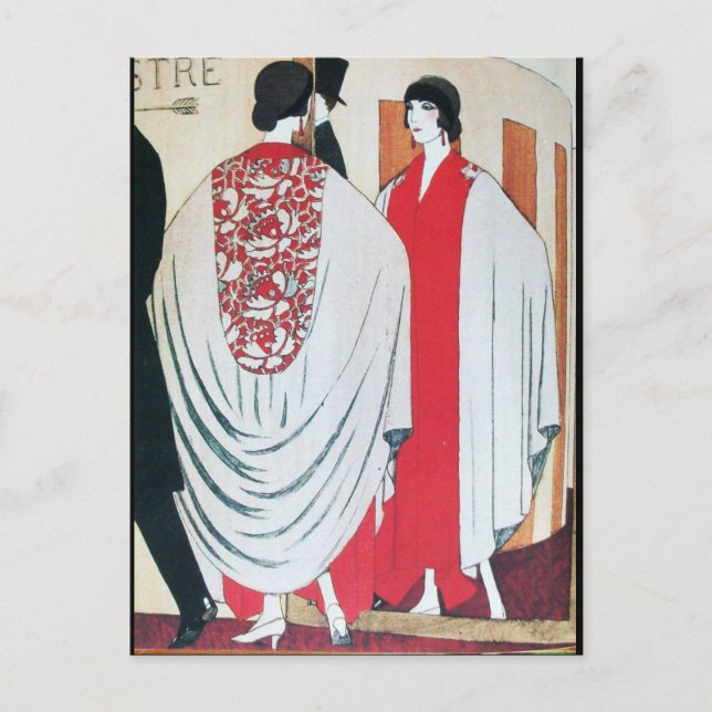 Postal DAMA EN LA MÁS ESPERANZADA Moda Art Deco Beauty (Anverso)
