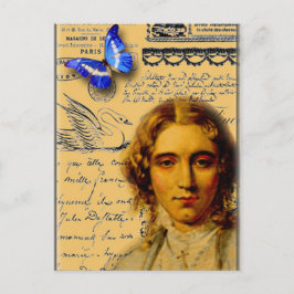 Postal dama francesa con mariposa