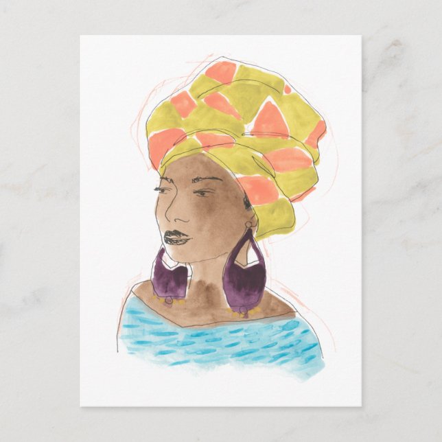 Postal Dama fuerte y bella (Anverso)