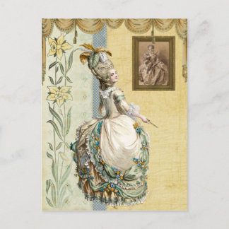 Postal Dama georgiana mirando por Boucher