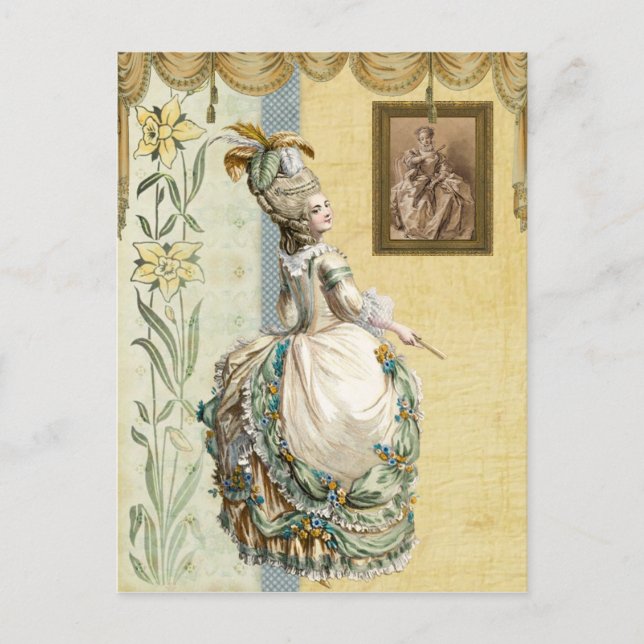 Postal Dama georgiana mirando por Boucher (Anverso)