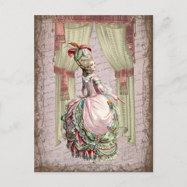 Postal Dama georgiana - rosa (Anverso)
