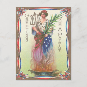 Postal Dama Libertad Llama Eterna Escalas de Justicia