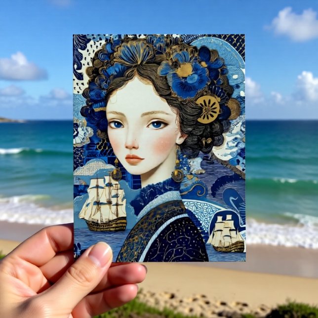 Postal Dama marinera retrato holandés (Subido por el creador)