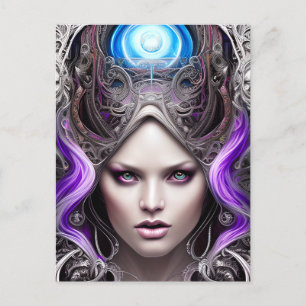 Postal Dama mística con ojos irrenos