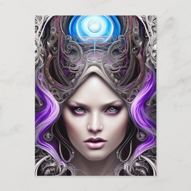 Postal Dama mística con ojos irrenos (Anverso)