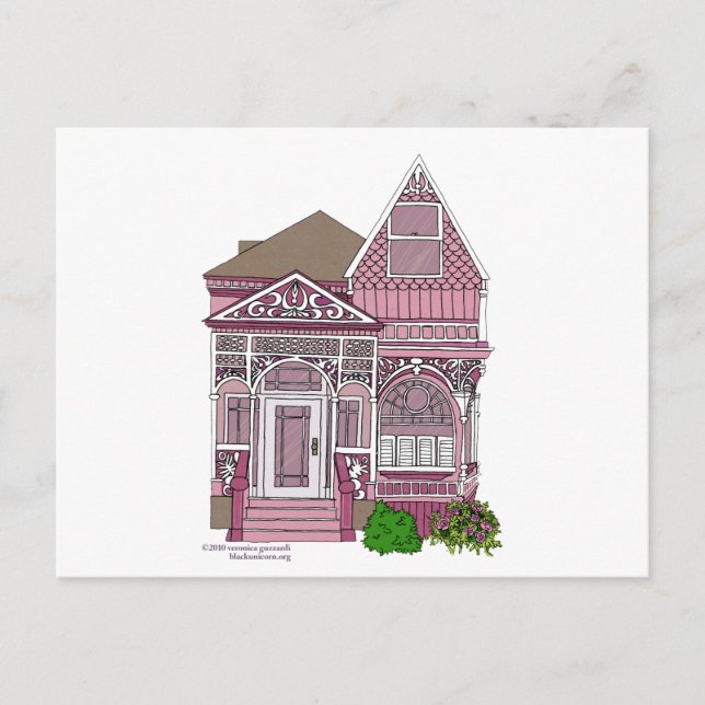 Postal "Dama pintada" victoriana - rosa (Anverso)