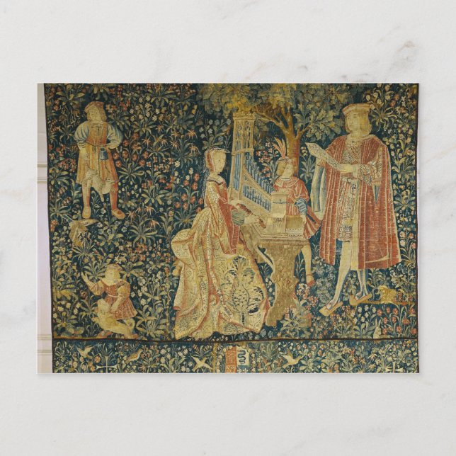 Postal Dama tocando el órgano portativo de (Anverso)