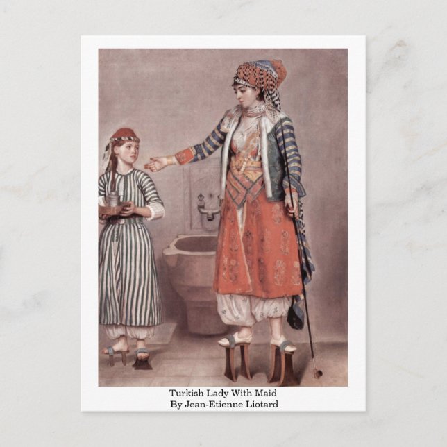 Postal Dama Turca Con Sirvienta De Jean-Etienne Liotard (Anverso)