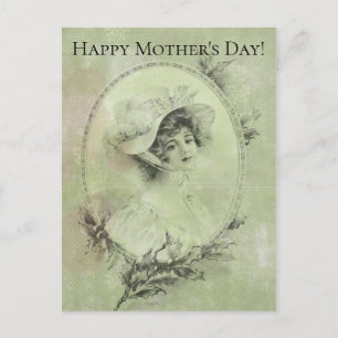 Postal Dama victoriana en el Gorra Verdigris Green