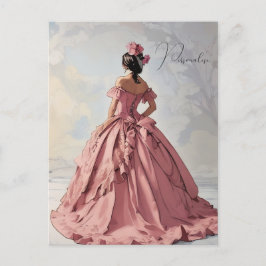 Postal Dama Victoriana Vestido Rosa Bonito Vintage Person