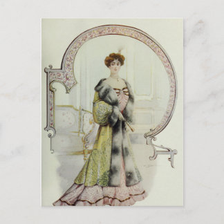 Postal Dama victoriana vintage vestido francés de moda
