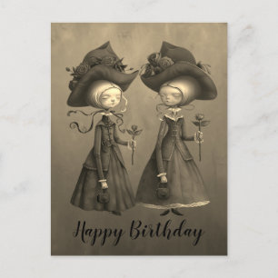 Postal Dama vintage Xeniana y Xanianna sepia