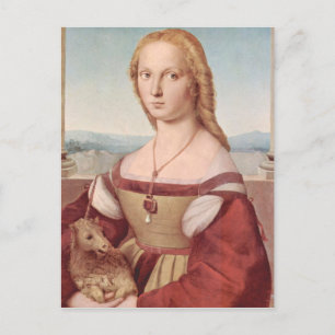 Postal Dama y el unicornio arte clásico de Raphael