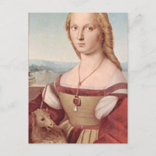 Postal Dama y el unicornio arte clásico de Raphael