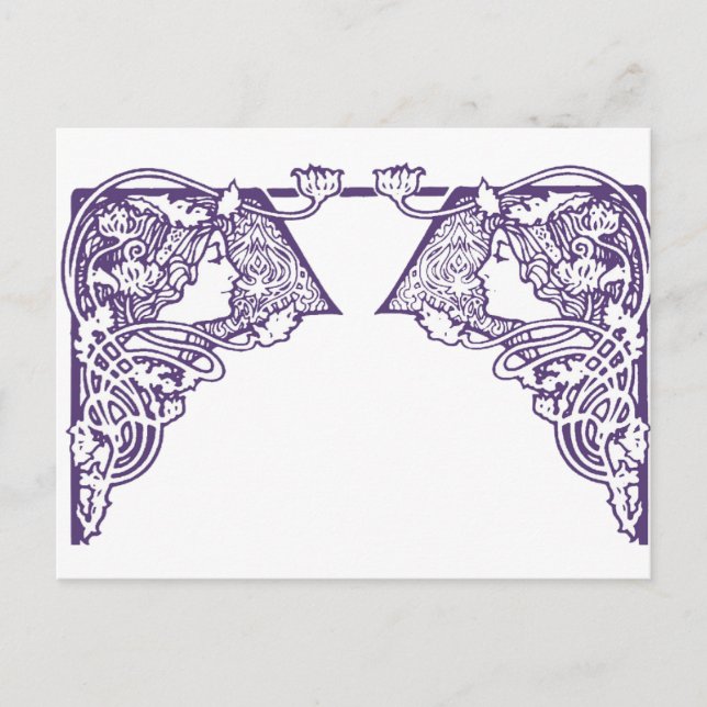 Postal Damas Art Nouveau personalizables (Anverso)