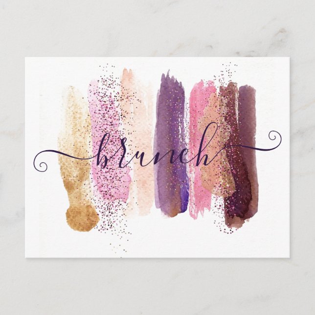 Postal Damas Brunch bonito purpurina (Anverso)