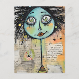 Postal Damas de arte 2 ojos verdes