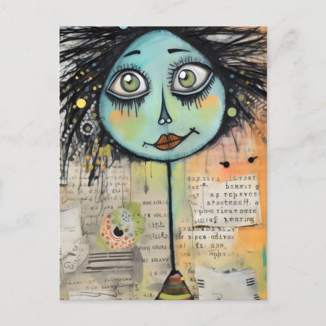 Postal Damas de arte 2 ojos verdes (Anverso)