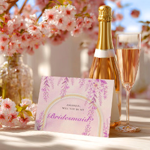 Postal Damas de Honor Elegantes de Boda con Rosa Suave y 