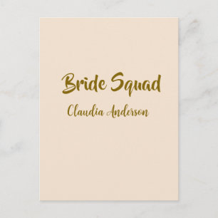 Postal Damas de honor nombre naranja dorado boda 