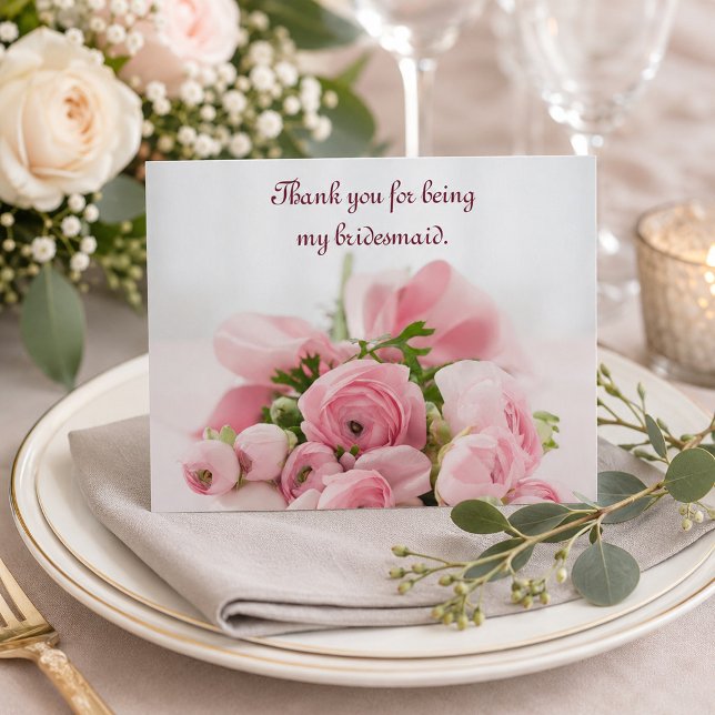 Postal Damas de Honor Rosas Rosadas de Agradecimiento (Subido por el creador)