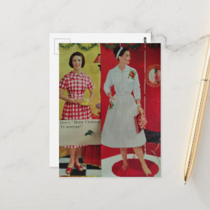 Postal Damas de Navidad de la era de 1950