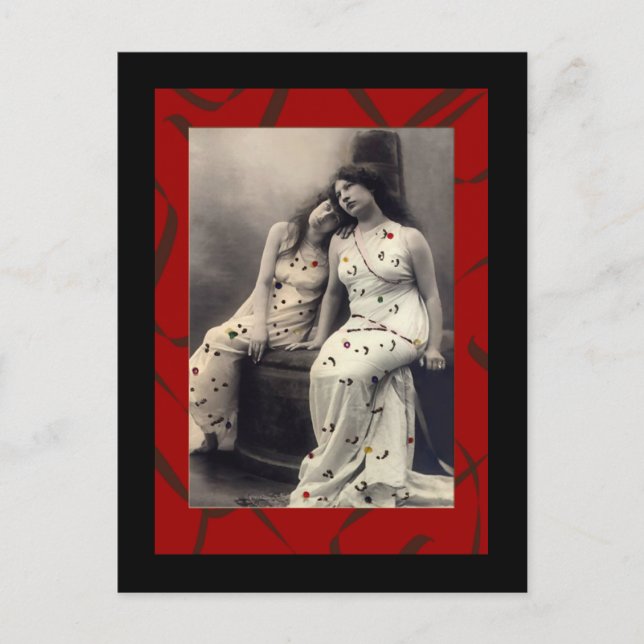 Postal Damas de pelo largo de imagen victoriana (Anverso)