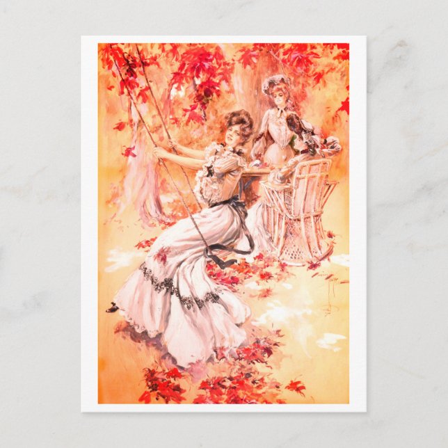 Postal Damas en el parque (Anverso)