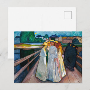 Postal Damas en el puente Edvard Munch