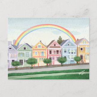 Postal Damas pintadas en blanco de San Francisco Pastel