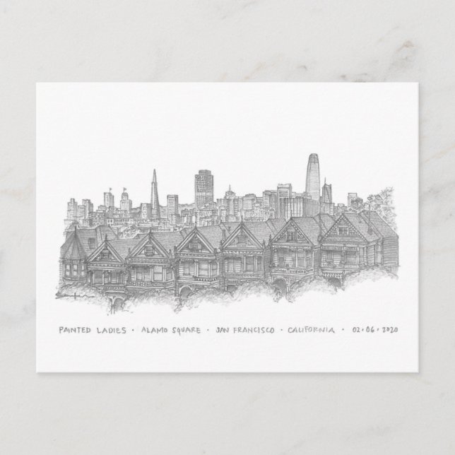 Postal Damas pintadas, San Francisco, Estados Unidos (Anverso)