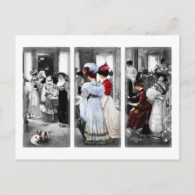 Postal damas victorianas de época (Anverso)