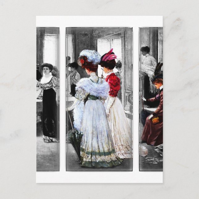 Postal damas victorianas de época (Anverso)