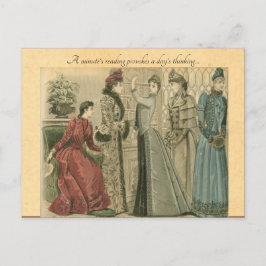 Postal Damas victorianas en la biblioteca