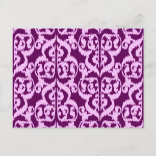Postal Damasco árabe de Ikat - morado y orquídea