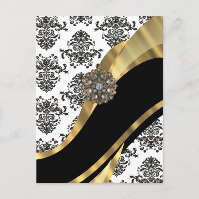 Postal damasco blanco y negro, joya falsa (Anverso)