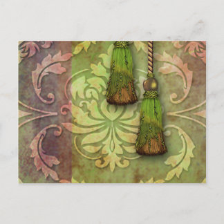 Postal Damasco de diamantes, MARRUECOS en rojo y artreuso