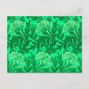 Postal Damasco de Flores Jacobeas, verde de Esmeralda y L