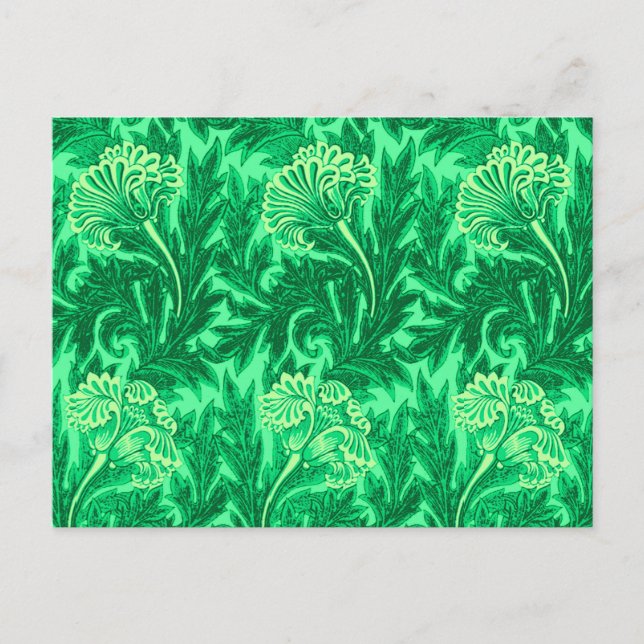 Postal Damasco de Flores Jacobeas, verde de Esmeralda y L (Anverso)