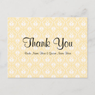 Postal Damasco en blanco y crema - Tan Boda Gracias