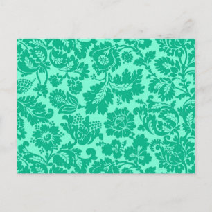 Postal Damasco floral William Morris, Turquesa y Aqua
