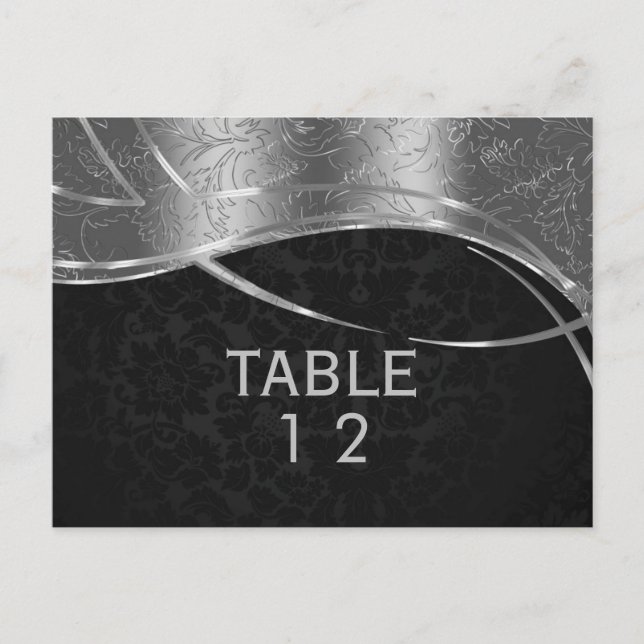 Postal Damasco Moderno De Plata Y Negro (Anverso)